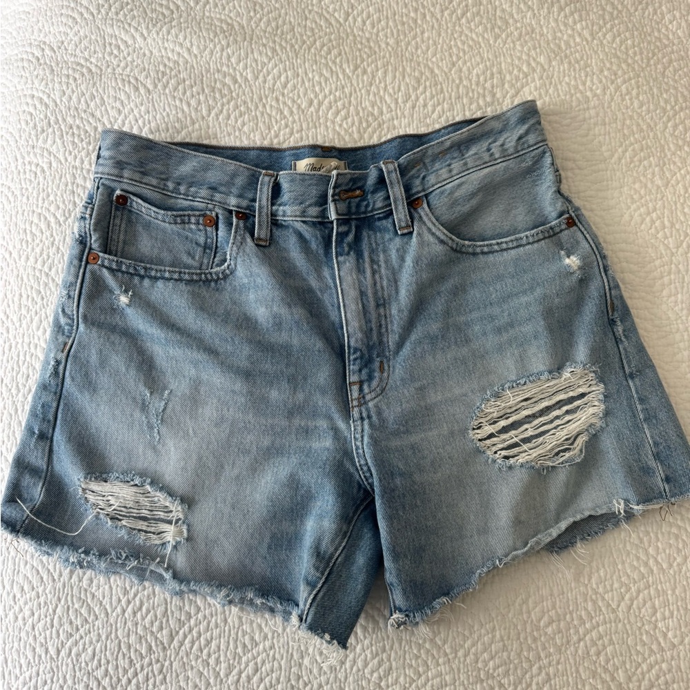 Madewell Light Blue Distressed Jean Shorts